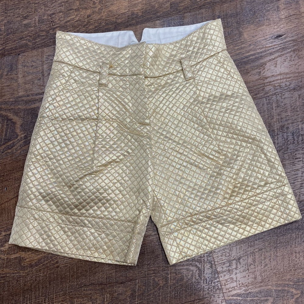 Simonetta Kids metallic gold Bermuda shorts